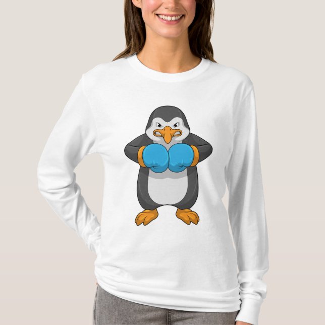 T-shirt Penguin at Boxing with Boxing Gloves (Devant)