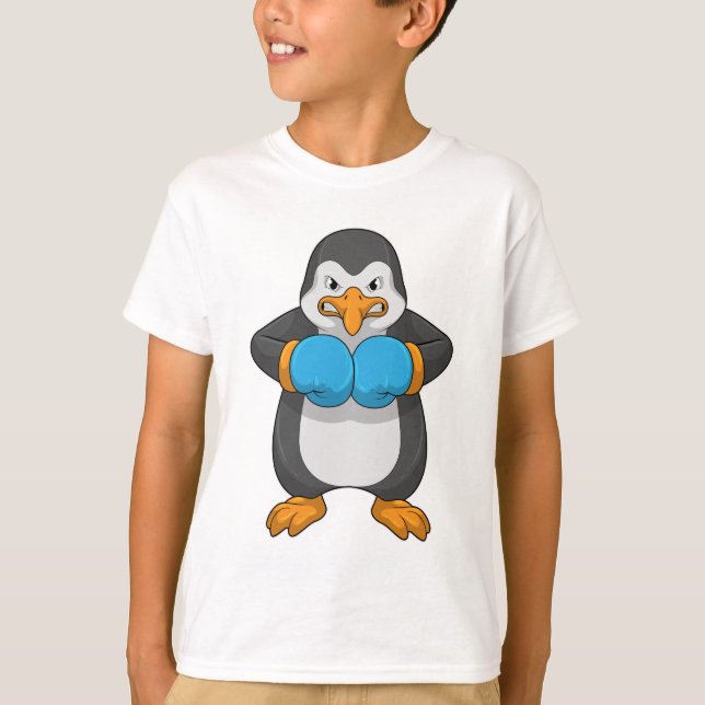 T-shirt Penguin at Boxing with Boxing Gloves (Devant)