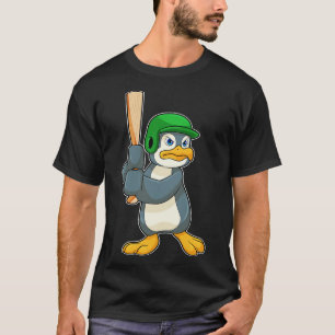 T-shirt Penguin au baseball avec casque de batte de baseba