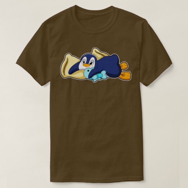 T-shirt Penguin au coucher avec Coussin (Design devant)