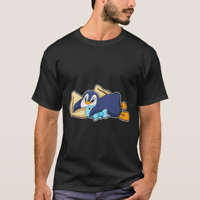 T-shirt Penguin au coucher avec Coussin (Devant)