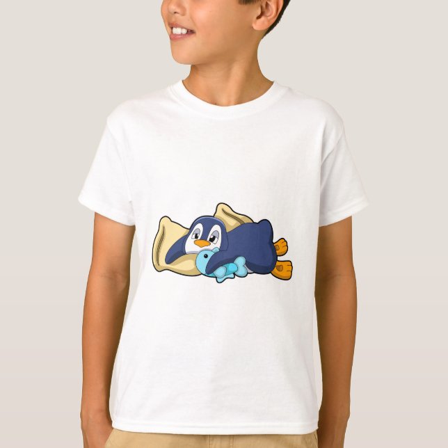 T-shirt Penguin au coucher avec Coussin (Devant)