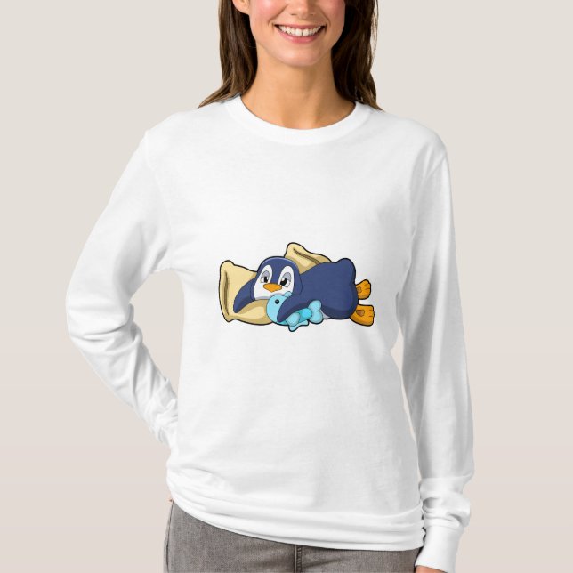 T-shirt Penguin au coucher avec Coussin (Devant)