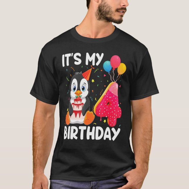 T-shirt Penguin C'Est Mon 4E Anniversaire Penguin B 4 Ans (Devant)
