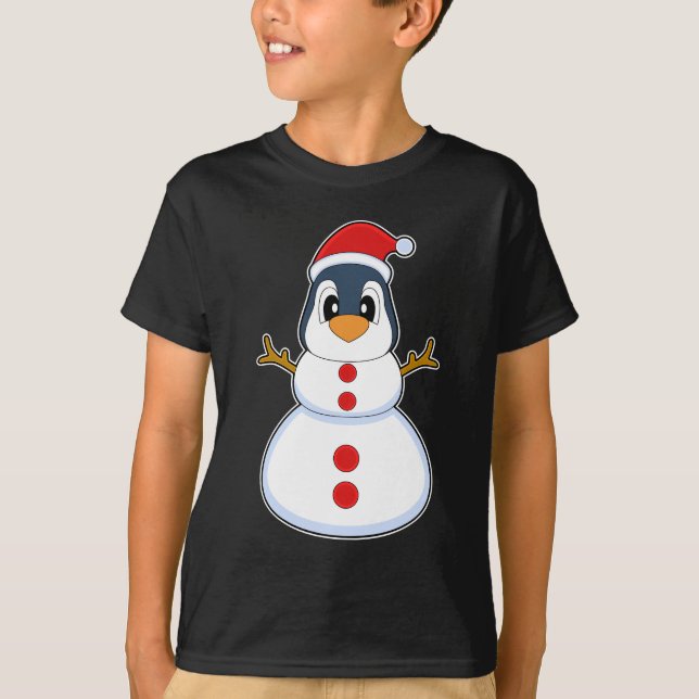 T-shirt Penguin Christmas Snowman (Devant)