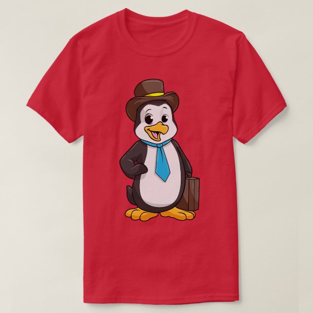 T-shirt Penguin comme entrepreneur avec porte-documents (Design devant)