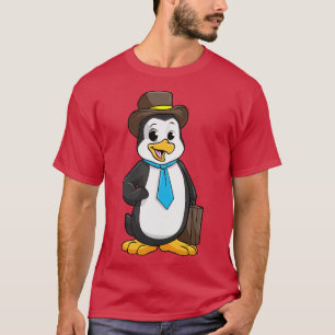 T-shirt Penguin comme entrepreneur avec porte-documents