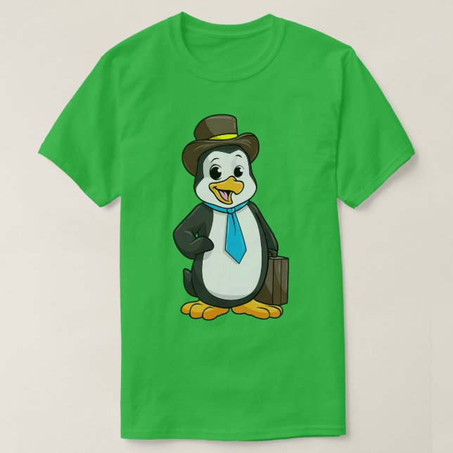 T-shirt Penguin comme entrepreneur avec porte-documents (Design devant)