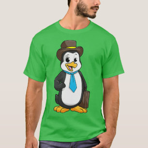 T-shirt Penguin comme entrepreneur avec porte-documents