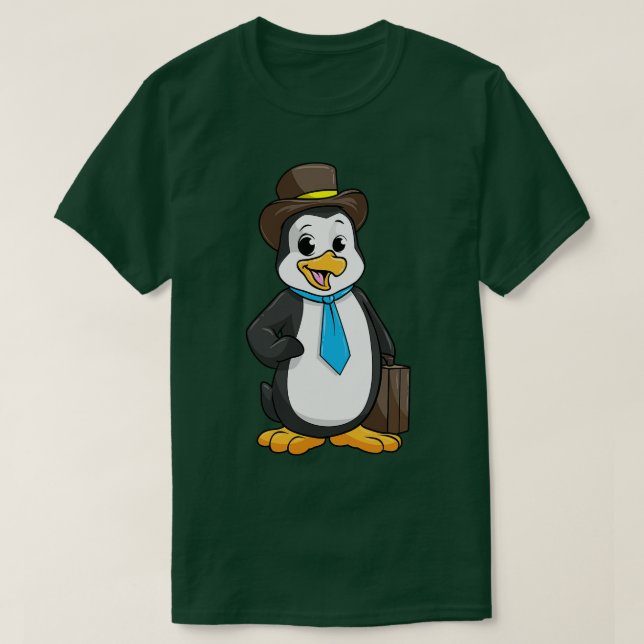T-shirt Penguin comme entrepreneur avec une mallette (Design devant)
