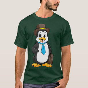 T-shirt Penguin comme entrepreneur avec une mallette