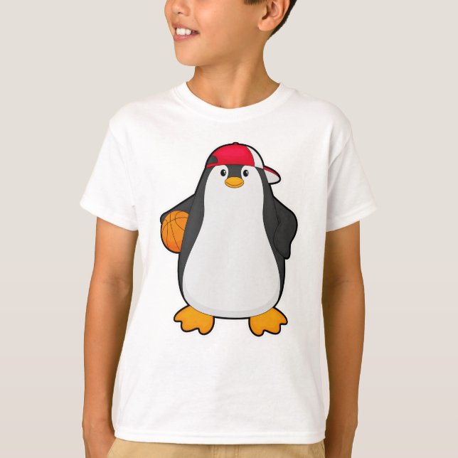 T-shirt Penguin comme joueur de basket-ball avec basket-ba (Devant)