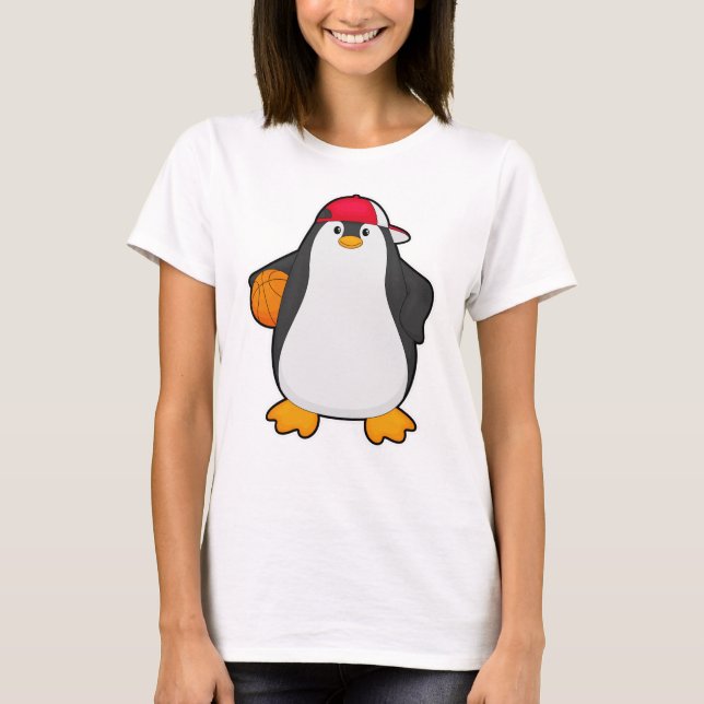 T-shirt Penguin comme joueur de basket-ball avec basket-ba (Devant)