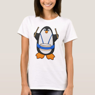 T-shirt Penguin comme musicien avec tambour