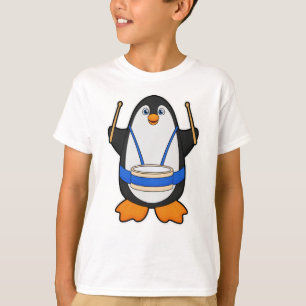 T-shirt Penguin comme musicien avec tambour