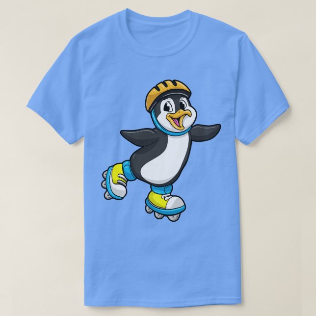 T-shirt Penguin comme Patineur Inline avec Patins Inline e (Design devant)