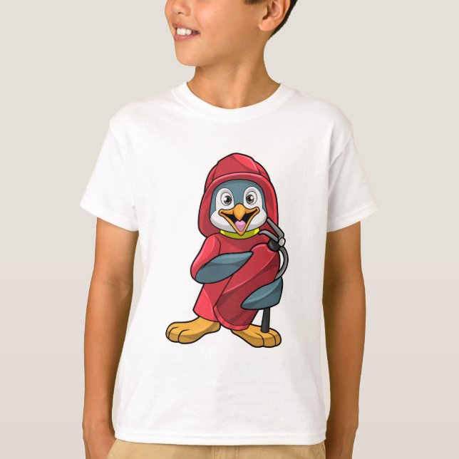 T-shirt Penguin comme pompier avec Extinguisher (Devant)