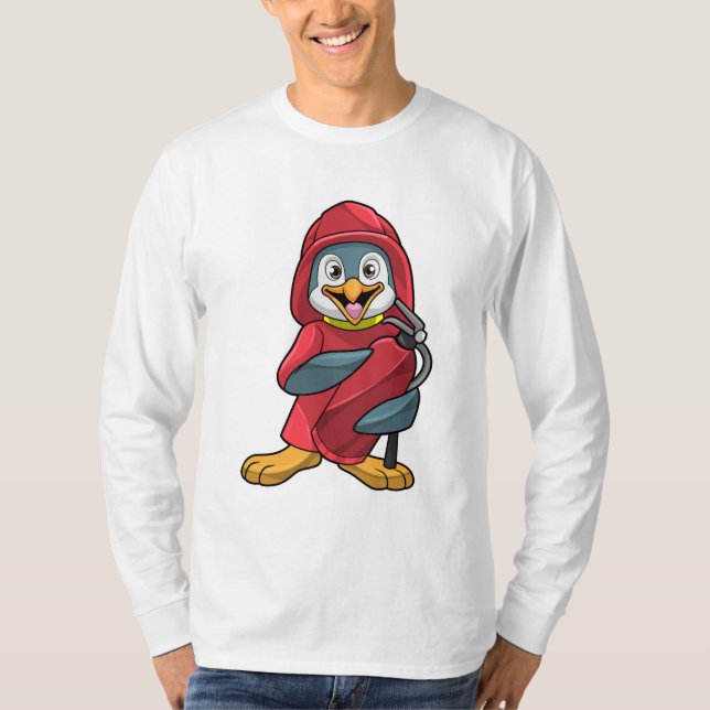 T-shirt Penguin comme pompier avec Extinguisher (Devant)