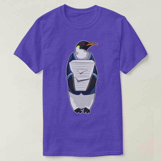 T-shirt Penguin comme secrétaire avec pile de papier (Design devant)