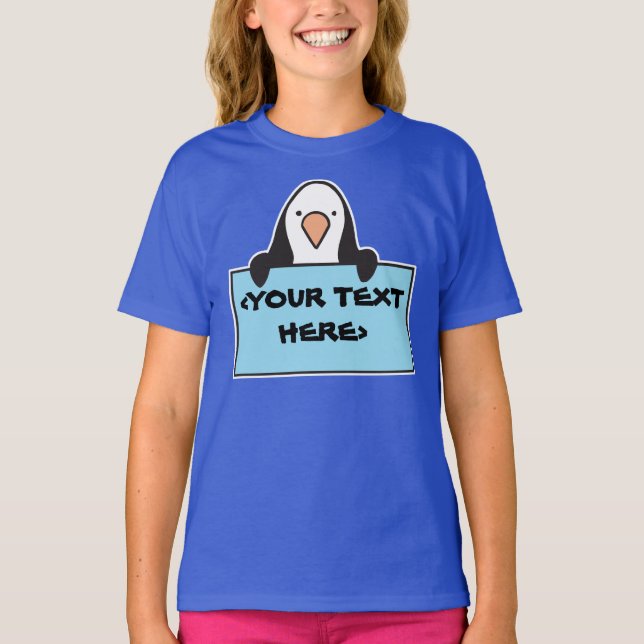 T-SHIRT PENGUIN CUIT AVEC SIGNE PERSONNALISÉ,<YOUR TEXT HE (Devant)