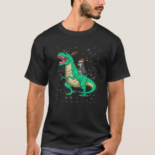 T-shirt Penguin de Noël équitation Dinosaur T Rex Holiday