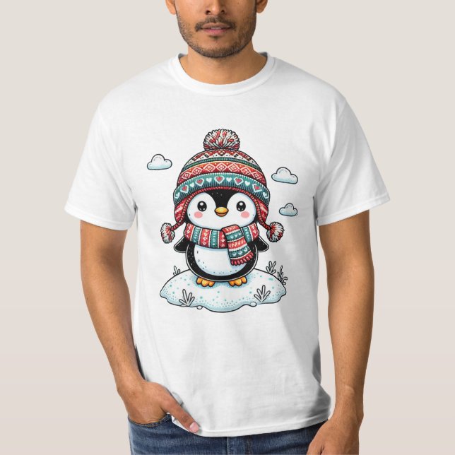 T-shirt Penguin de Noël | Père Noël Penguin (Devant)