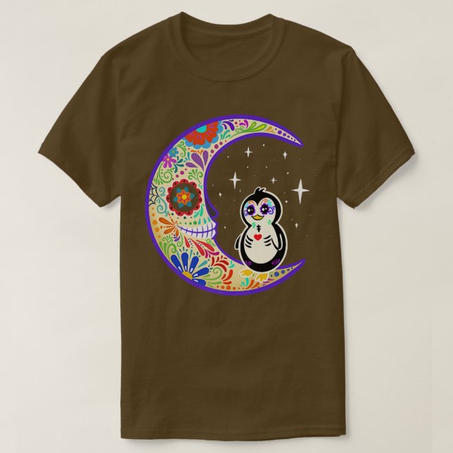 T-shirt Penguin Dia de Los Muertos Skeleton  (Design devant)