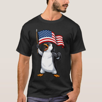 T-shirt Penguin Drapeau Américain 4ème Juillet