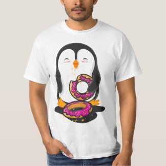 T-shirt Penguin eating Donuts illustration 