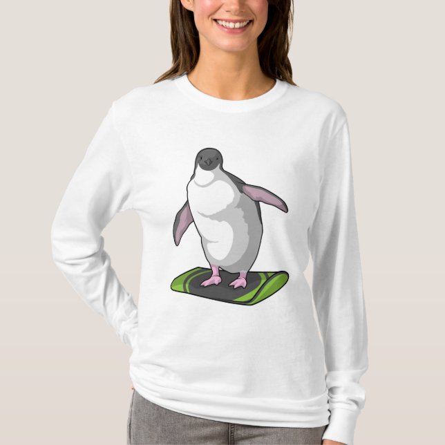 T-shirt Penguin en Snowboardeur avec Snowboard (Devant)