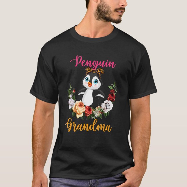 T-shirt Penguin Grandma Floral Penguin Bow Tie Lover Mothe (Devant)
