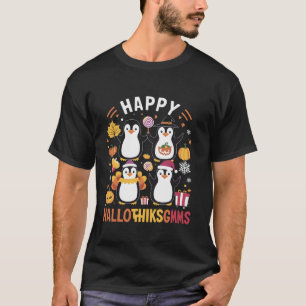 T-shirt Penguin Hallothanksmas Halloween Thanksgivin