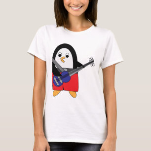 T-shirt Penguin Jouer Basse Guitare Cute