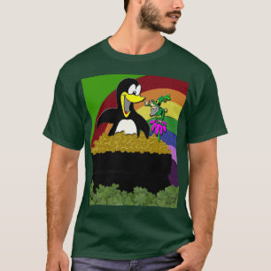 T-shirt Penguin, Leprechaun, Gold et Rainbow