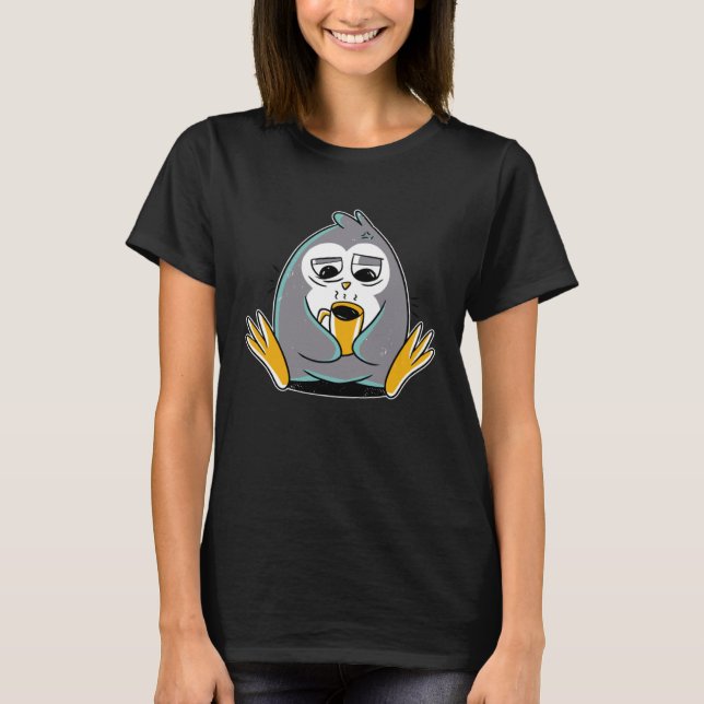 T-shirt Penguin Morning Coffee Sleep (Devant)