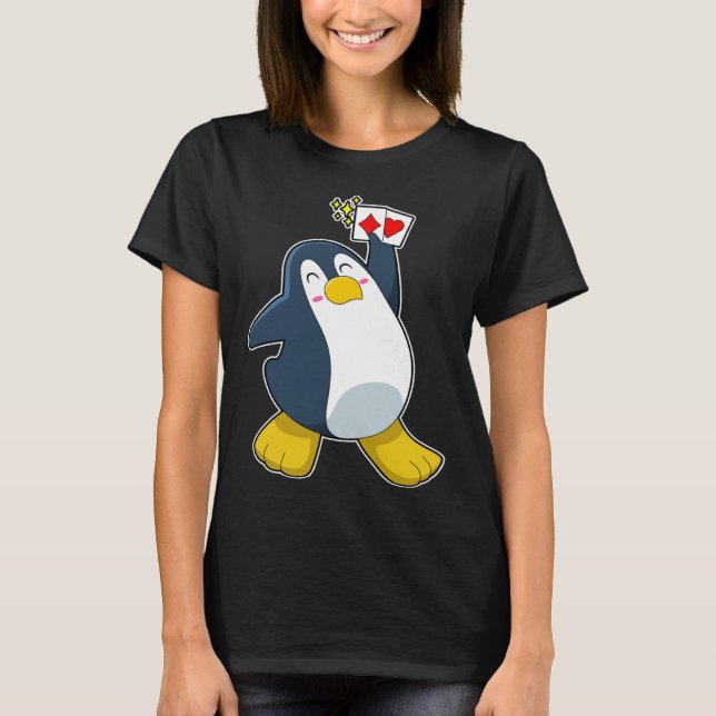 T-shirt Penguin Poker Poker cards Card game (Devant)