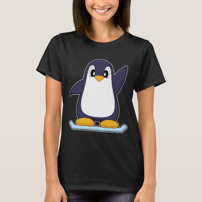 T-shirt Penguin Snowboarder Snowboard Winter sports (Devant)