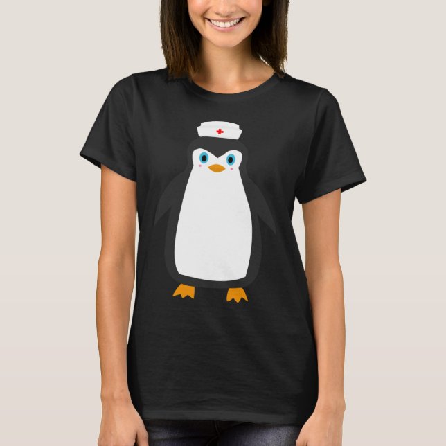 T-shirt Penguin Wears Nurse Hat Nursing (Devant)