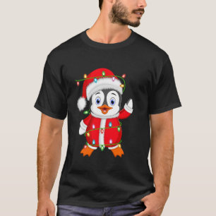 T-shirt Penguin Xmas Éclairage Père Noël Costume Penguin C