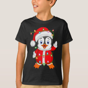 T-shirt Penguin Xmas Éclairage Père Noël Costume Penguin C