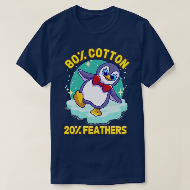 T-shirt Penguins Cute Penguin 80 Cotton 20 Feathers2 (Design devant)