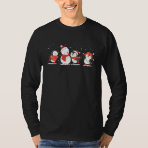 T-shirt Penguins de Noël Santa Hat Lights Arbre Noël Peng