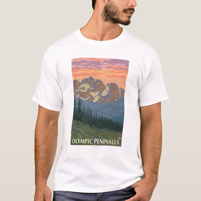 T-shirt Péninsule olympique, fleurs de WashingtonSpring (Devant)