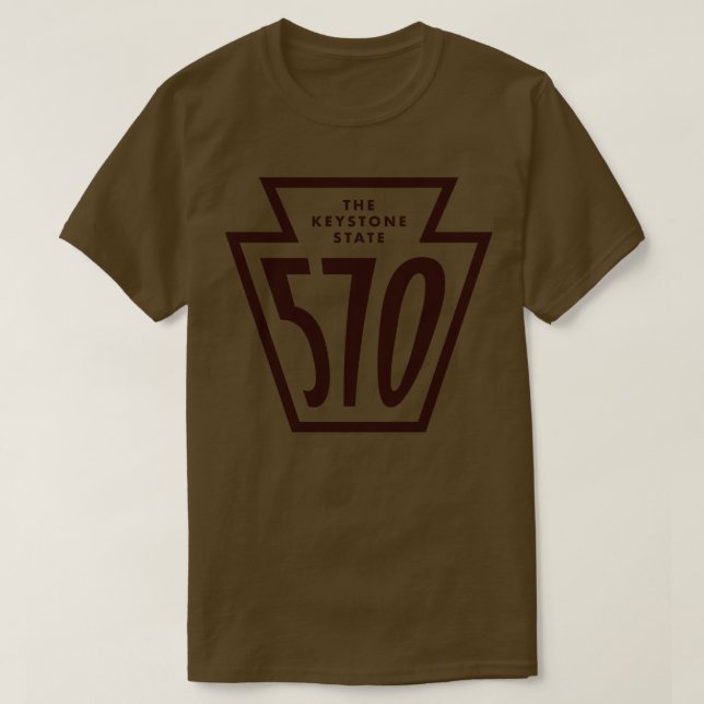 T-shirt Pennsylvanie Keystone Area Code 570 Brown (Design devant)