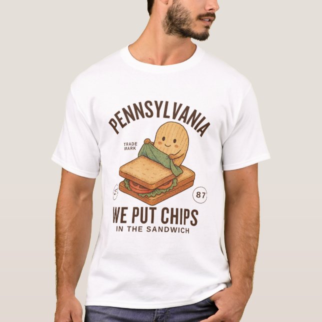 T-shirt Pennsylvanie : nous mettons des chips dans le sand (Devant)