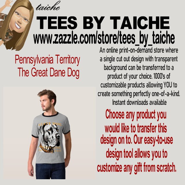 T-shirt Pennsylvanie Territoire Le Grand Chien Danois (Créateur téléchargé)