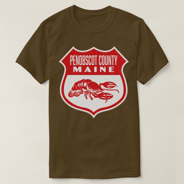 T-shirt Penobscot Comté Maine Retro Shield Rouge (Design devant)