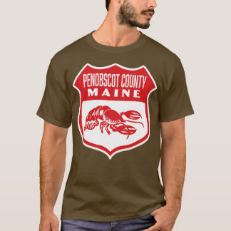 T-shirt Penobscot Comté Maine Retro Shield Rouge