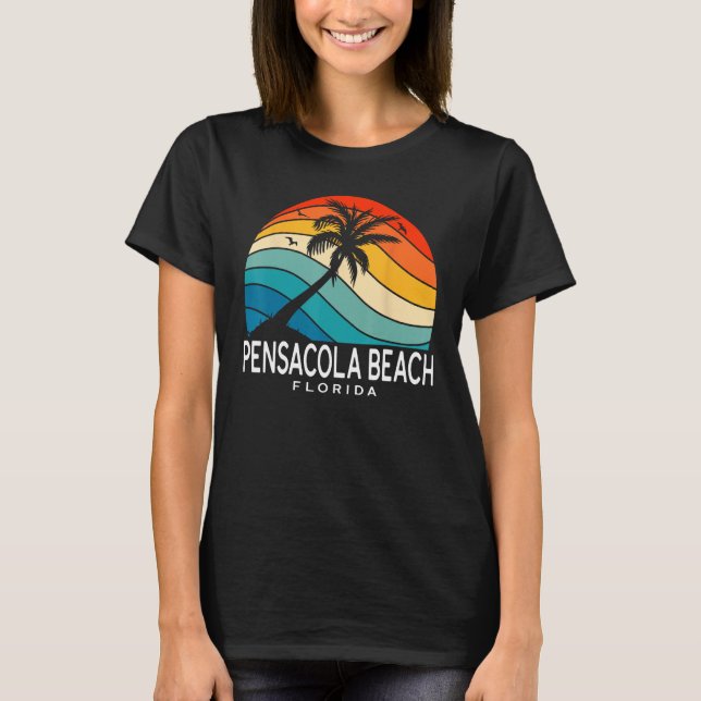 T-shirt Pensacola Beach Floride Tropical Beach Palm Tree S (Devant)