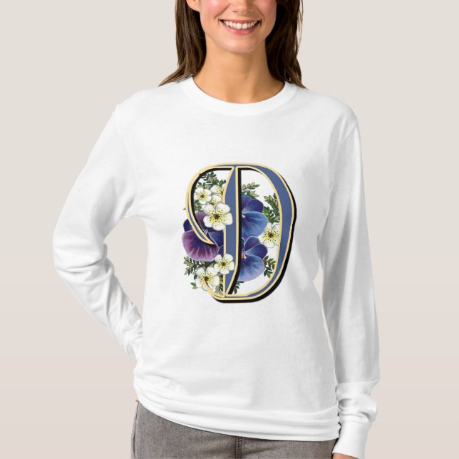 T-shirt Pensée peinte à la main IInitial - D (Devant)
